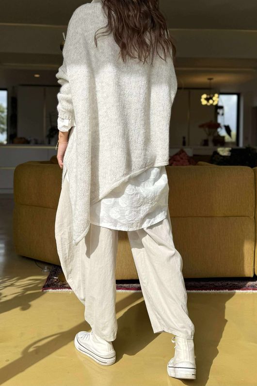 Made in Italy Big Softie Super Slant Knit Top Stone Marl 